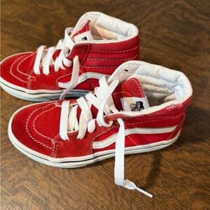 Vans Kids Red and White High-Top Sneakers